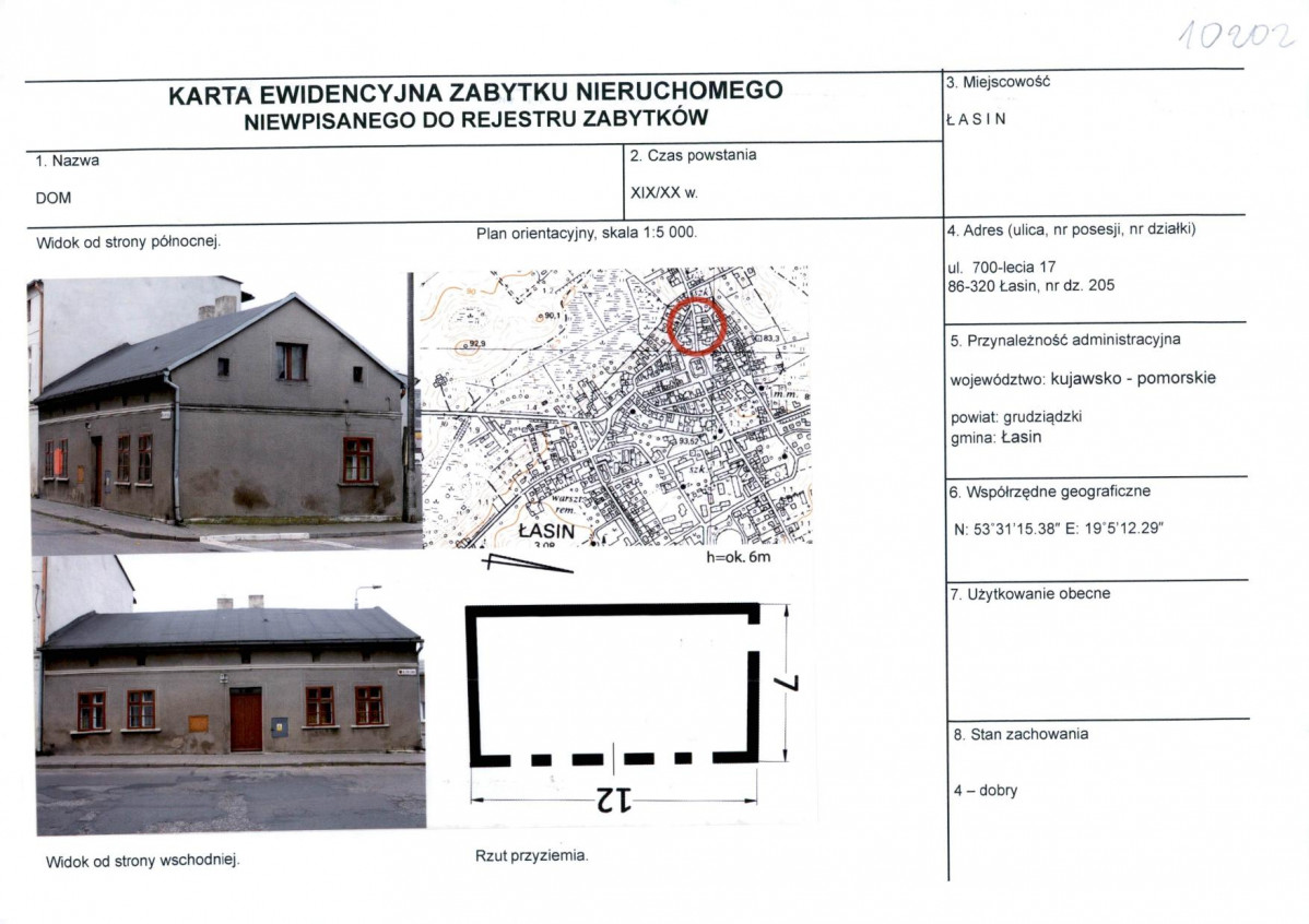 Karta obiektu niewpisanego do rejestru, skan nr 1