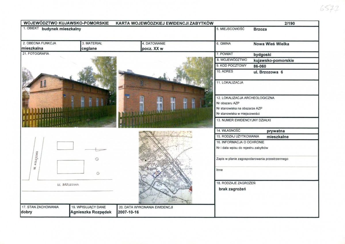 KEZN - Karta obiektu niewpisanego do rejestru, skan nr 1