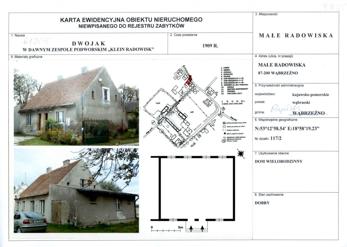 KEZN - Karta obiektu niewpisanego do rejestru, skan nr 1