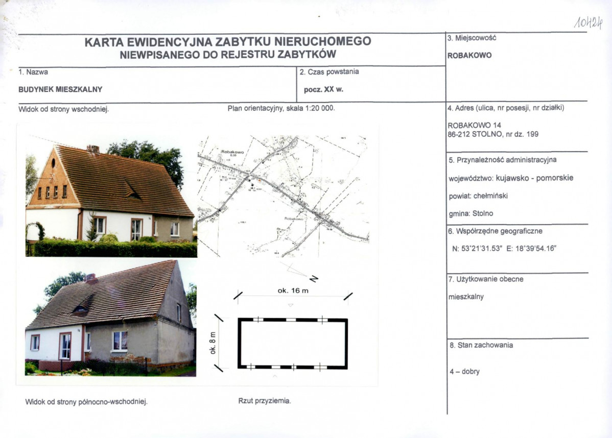 KEZN - Karta obiektu niewpisanego do rejestru, skan nr 1