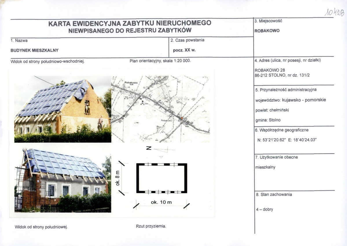 KEZN - Karta obiektu niewpisanego do rejestru, skan nr 1