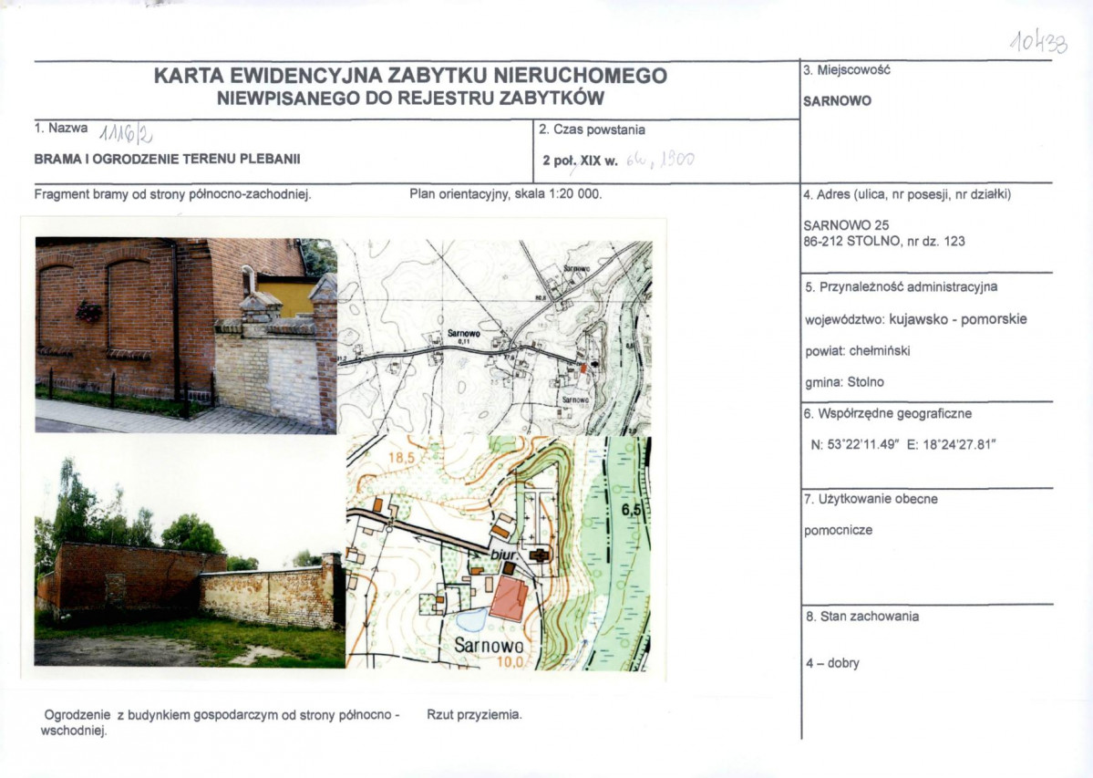KEZN - Karta obiektu niewpisanego do rejestru, skan nr 1