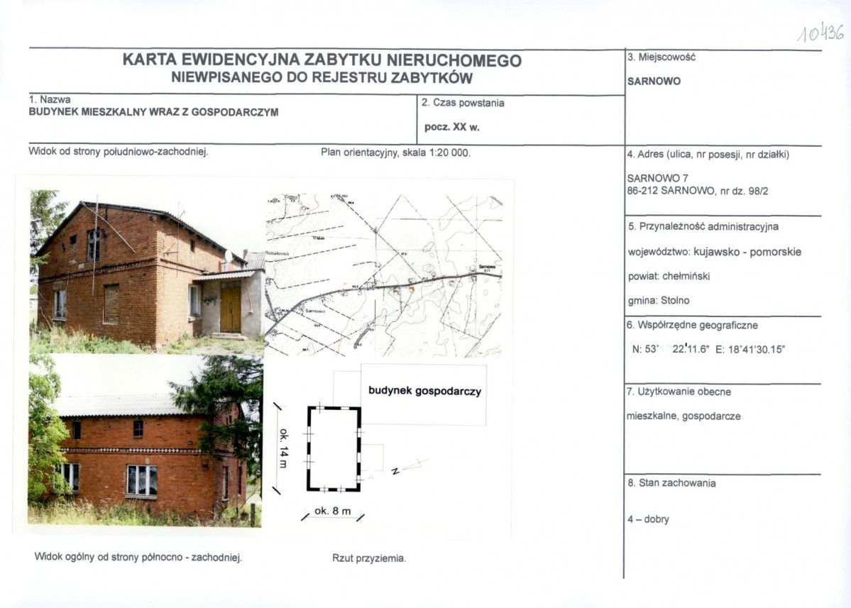 KEZN - Karta obiektu niewpisanego do rejestru, skan nr 1