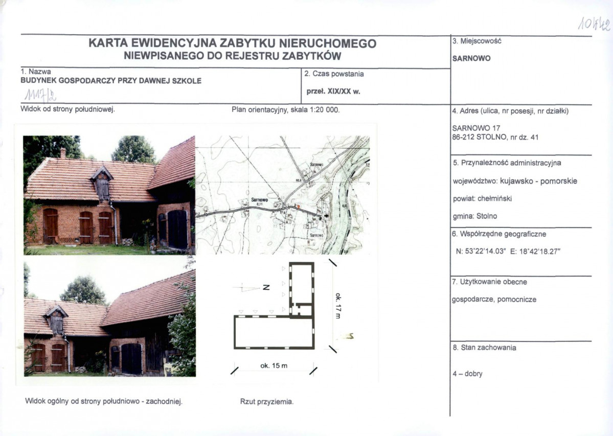 KEZN - Karta obiektu niewpisanego do rejestru, skan nr 1