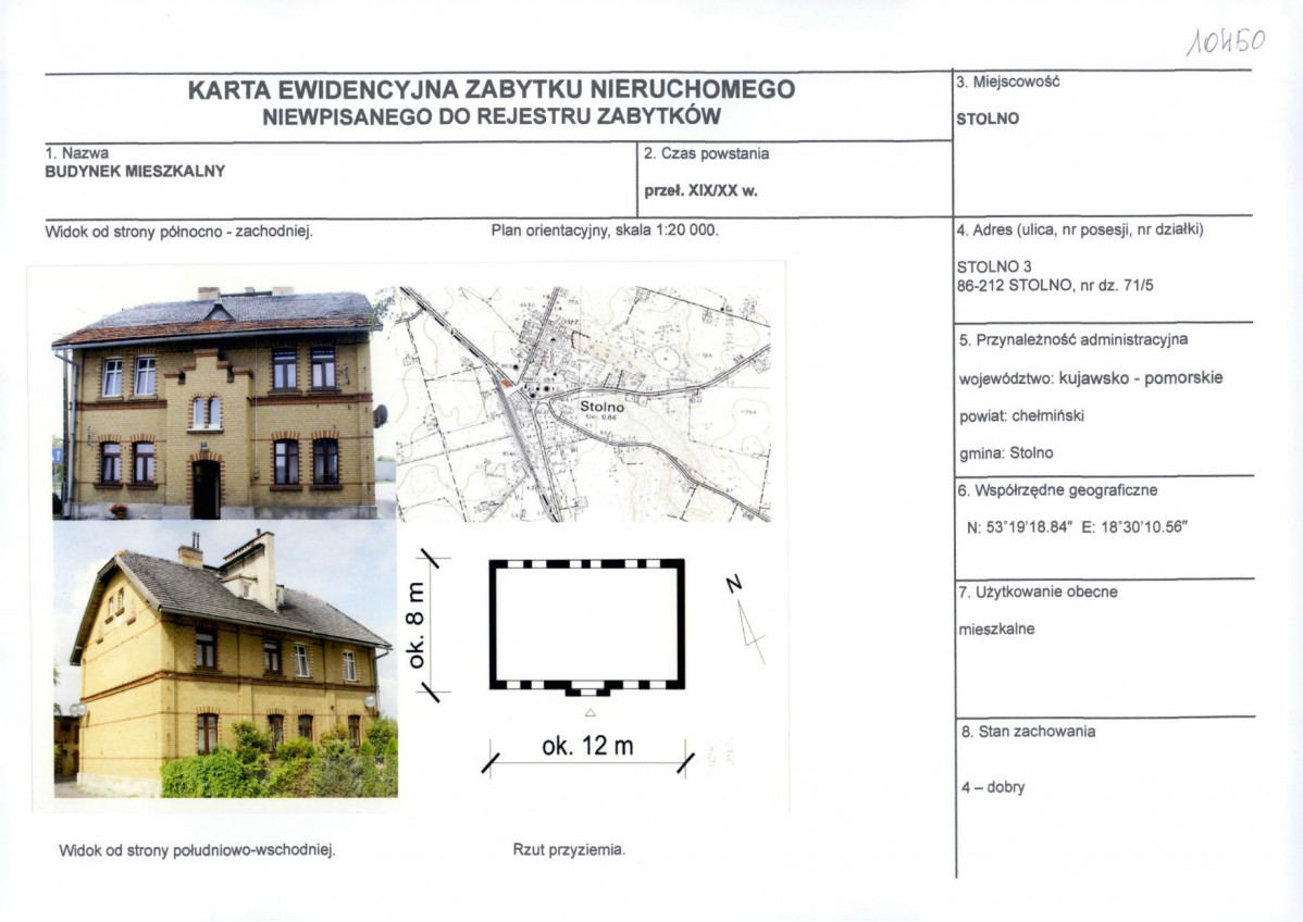 Karta obiektu niewpisanego do rejestru, skan nr 1