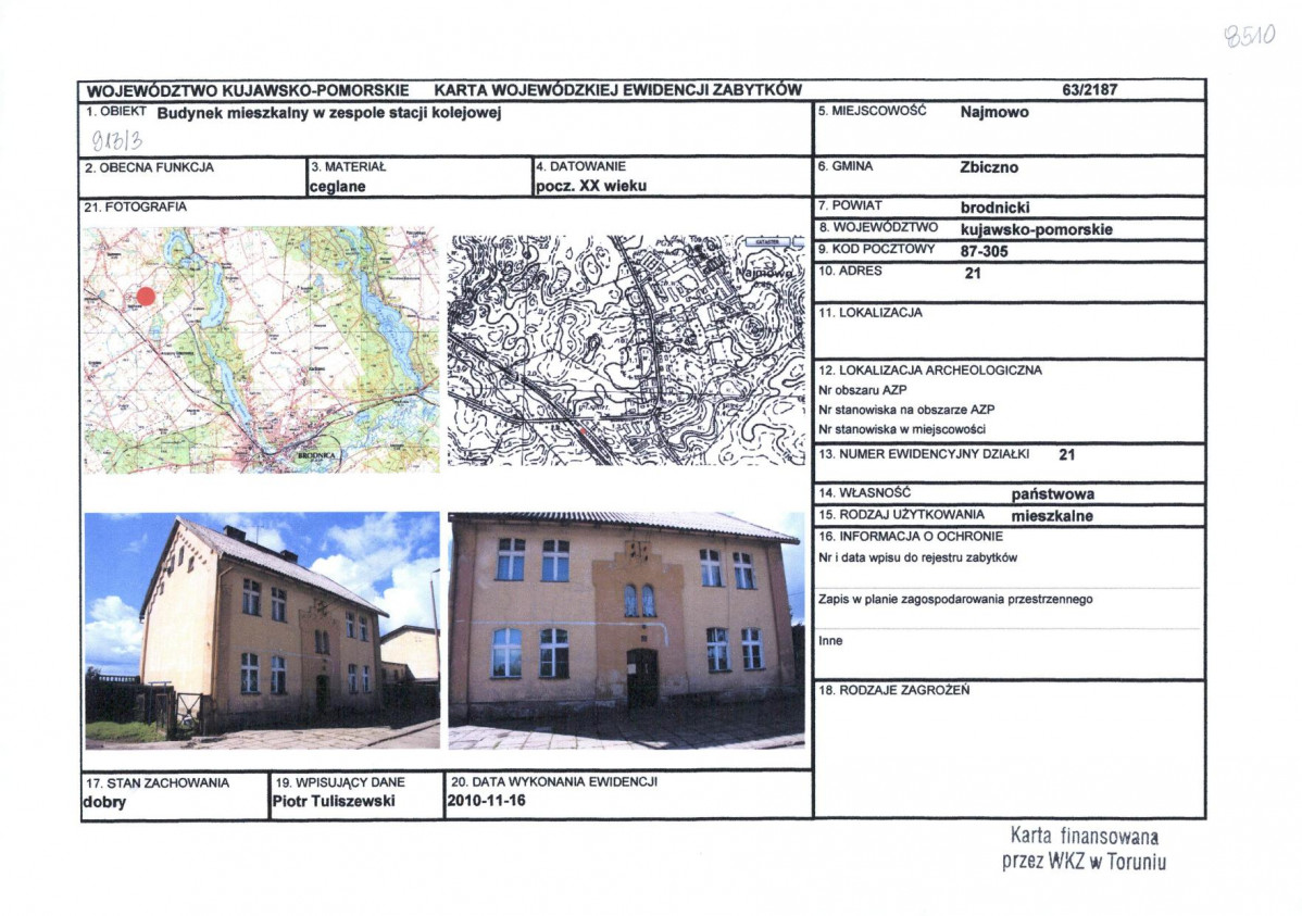 Karta obiektu niewpisanego do rejestru, skan nr 1