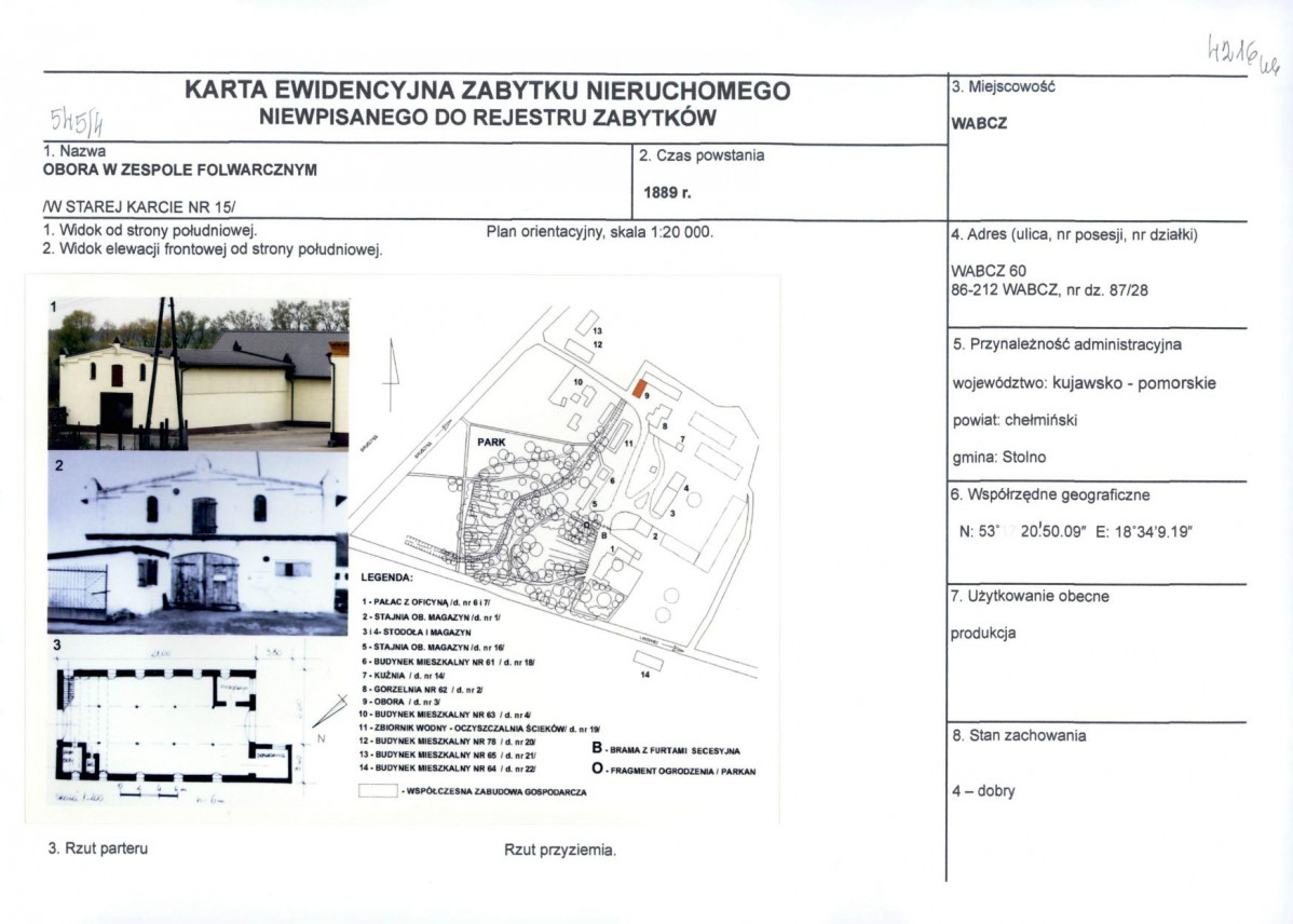 KEZN - Karta obiektu niewpisanego do rejestru, skan nr 1