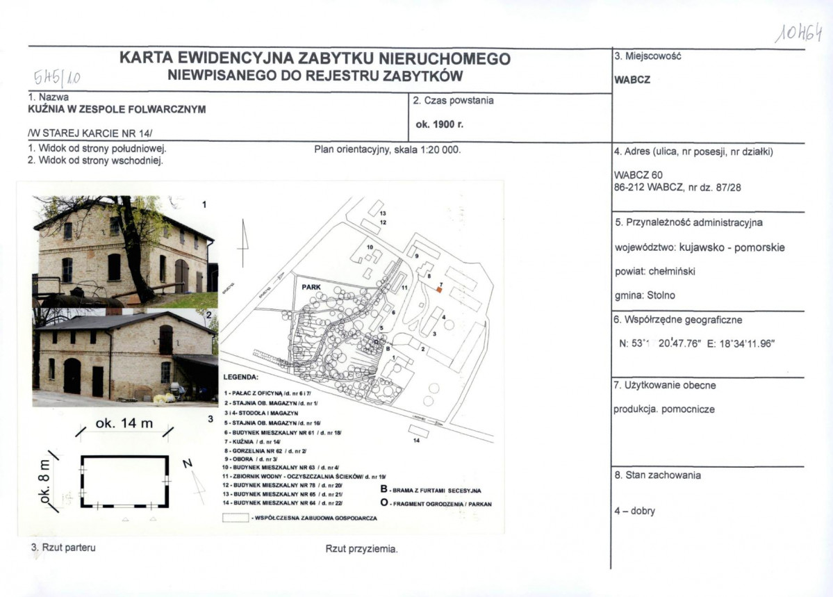 KEZN - Karta obiektu niewpisanego do rejestru, skan nr 1