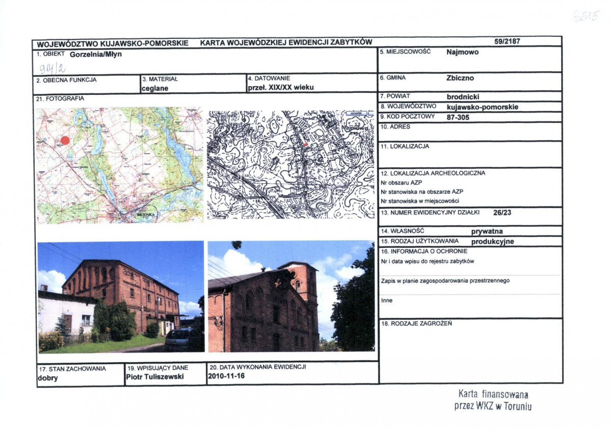 KEZN - Karta obiektu niewpisanego do rejestru, skan nr 1