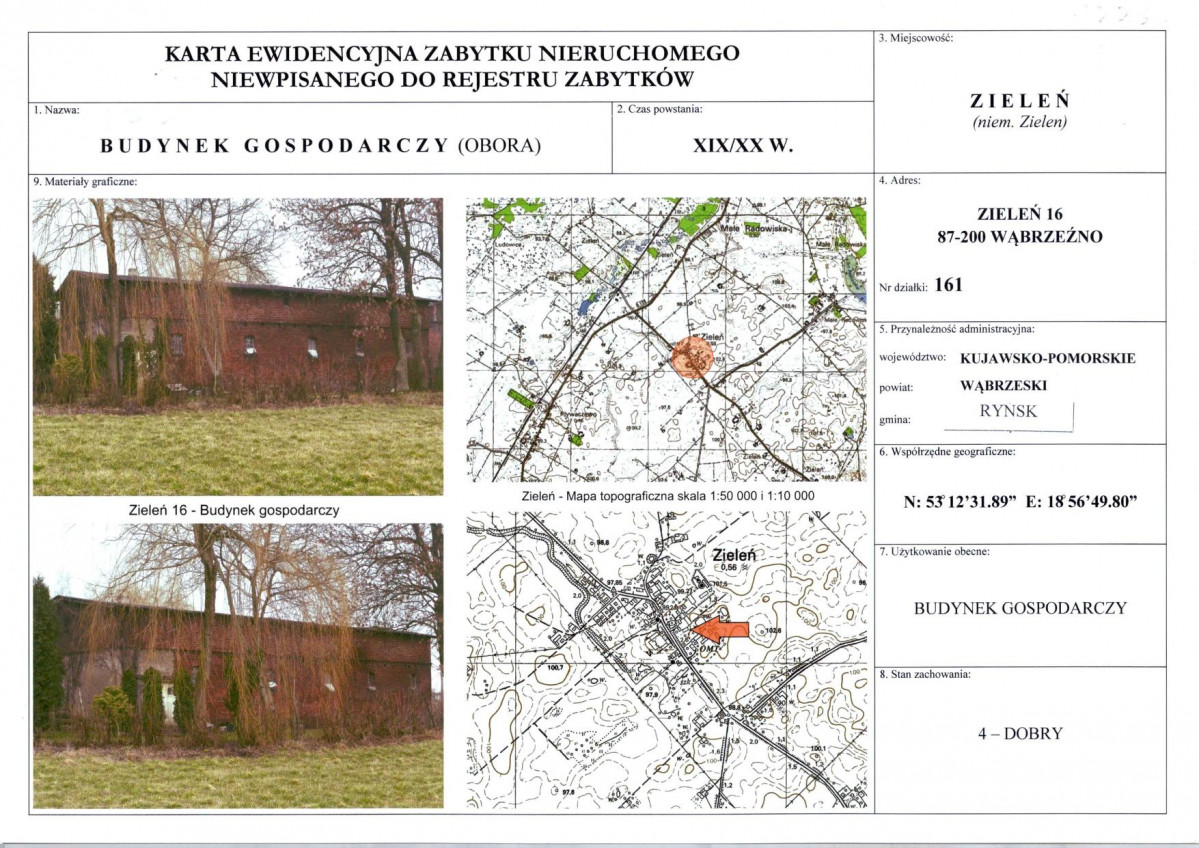 KEZN - Karta obiektu niewpisanego do rejestru, skan nr 1