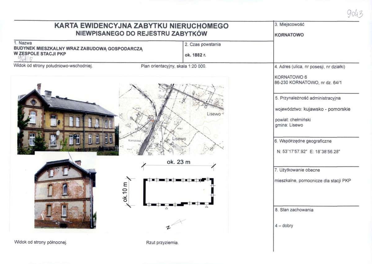 KEZN - Karta obiektu niewpisanego do rejestru, skan nr 1