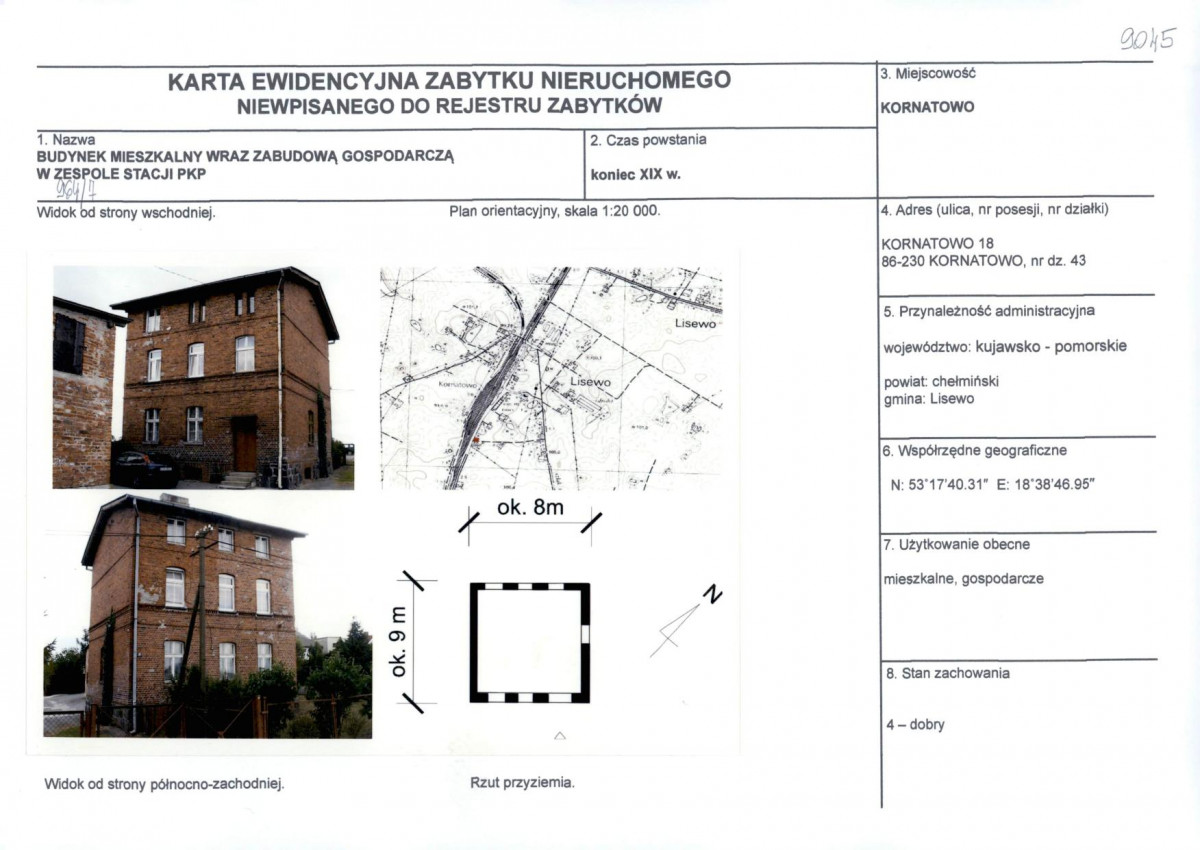 KEZN - Karta obiektu niewpisanego do rejestru, skan nr 1