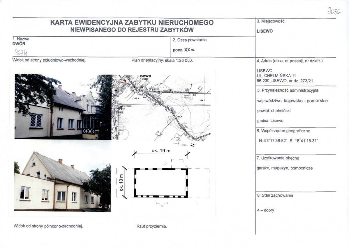 KEZN - Karta obiektu niewpisanego do rejestru, skan nr 1