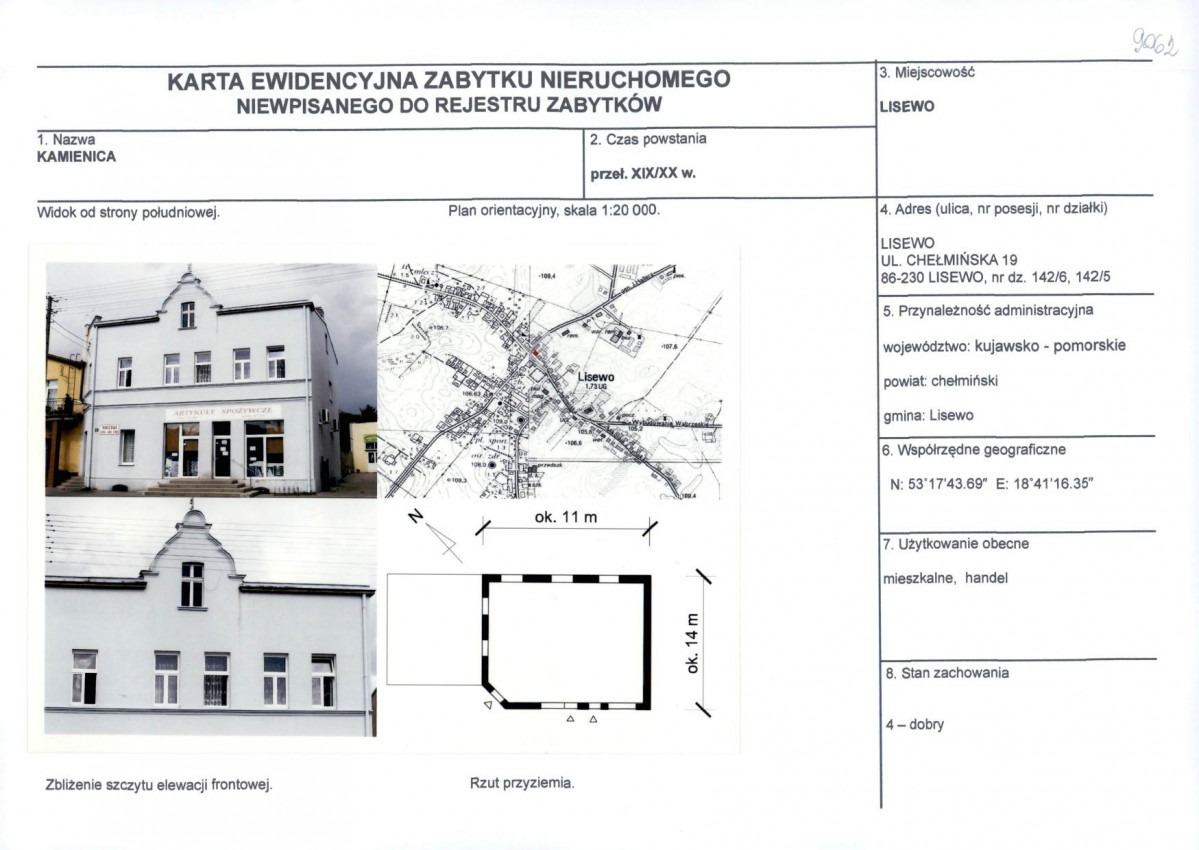 KEZN - Karta obiektu niewpisanego do rejestru, skan nr 1