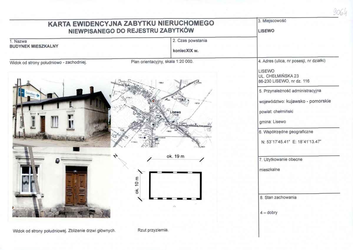 KEZN - Karta obiektu niewpisanego do rejestru, skan nr 1