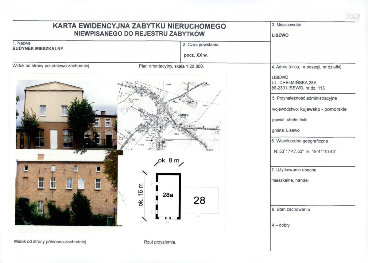 KEZN - Karta obiektu niewpisanego do rejestru, skan nr 1