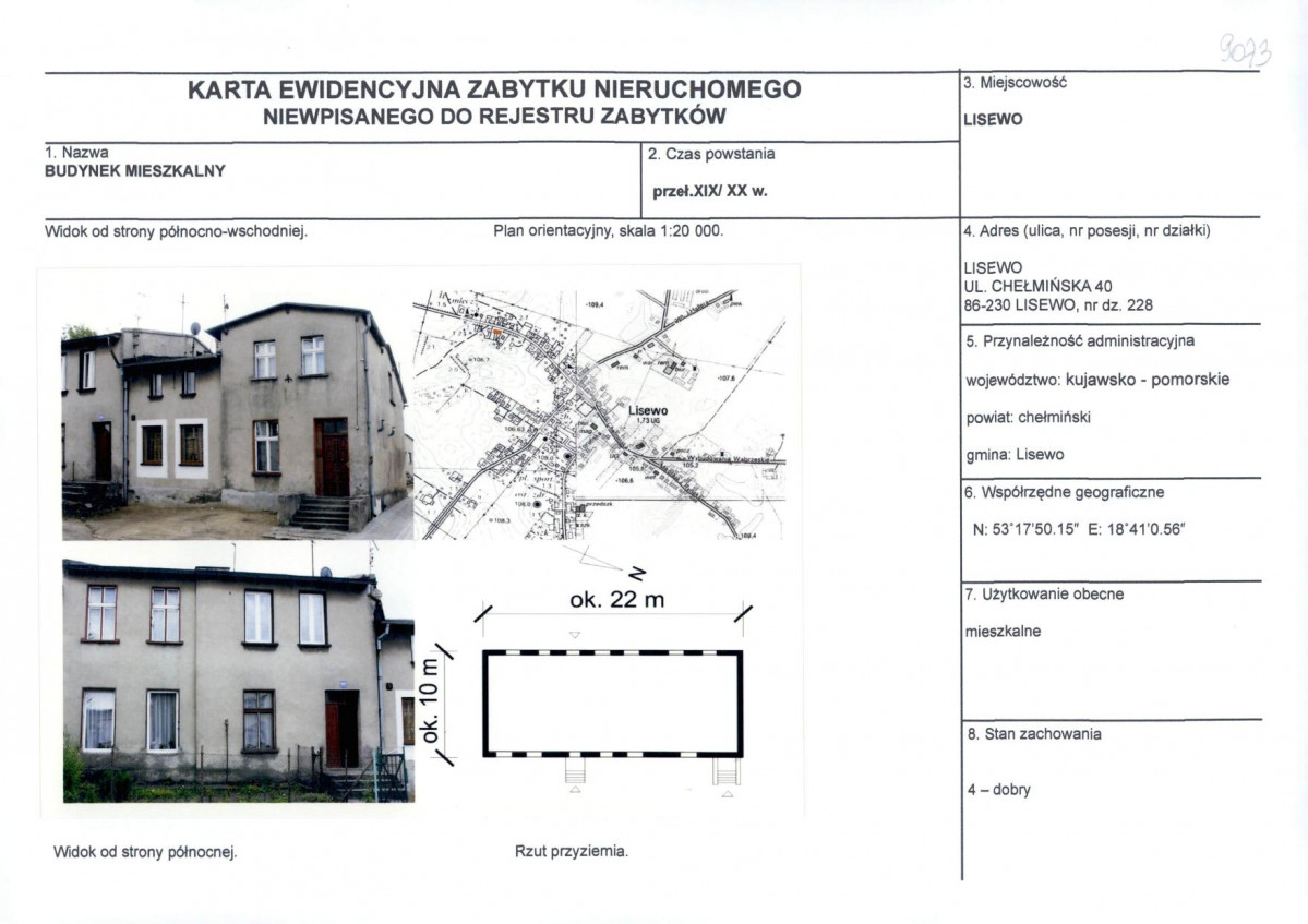KEZN - Karta obiektu niewpisanego do rejestru, skan nr 1
