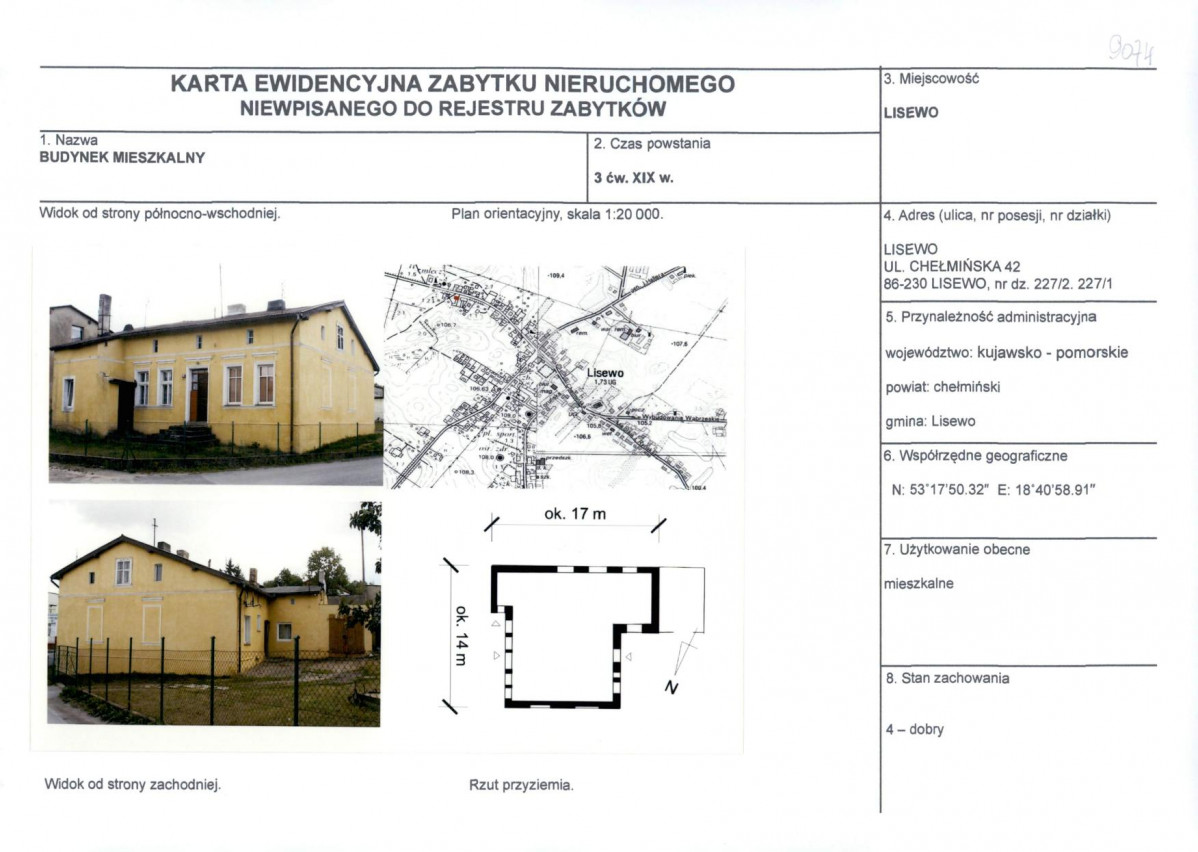 KEZN - Karta obiektu niewpisanego do rejestru, skan nr 1