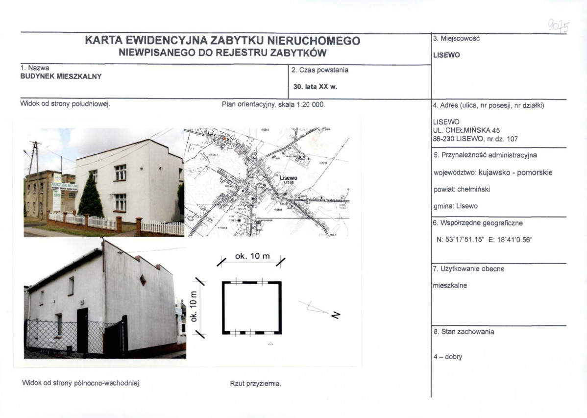 KEZN - Karta obiektu niewpisanego do rejestru, skan nr 1