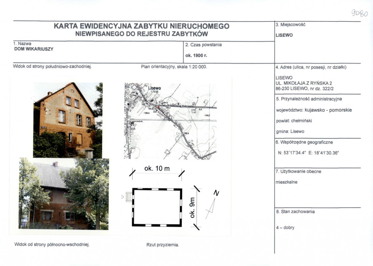 KEZN - Karta obiektu niewpisanego do rejestru, skan nr 1