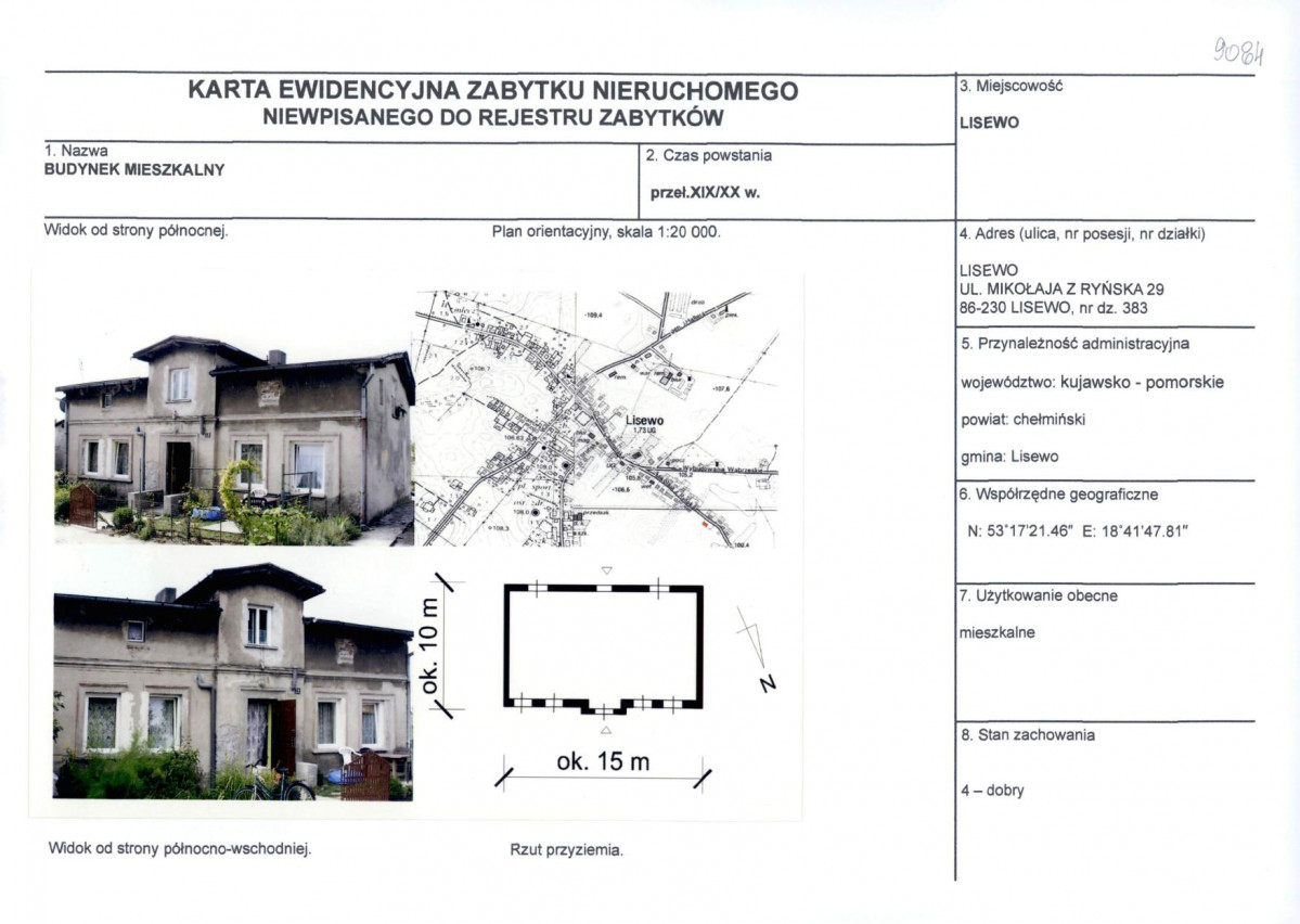 KEZN - Karta obiektu niewpisanego do rejestru, skan nr 1