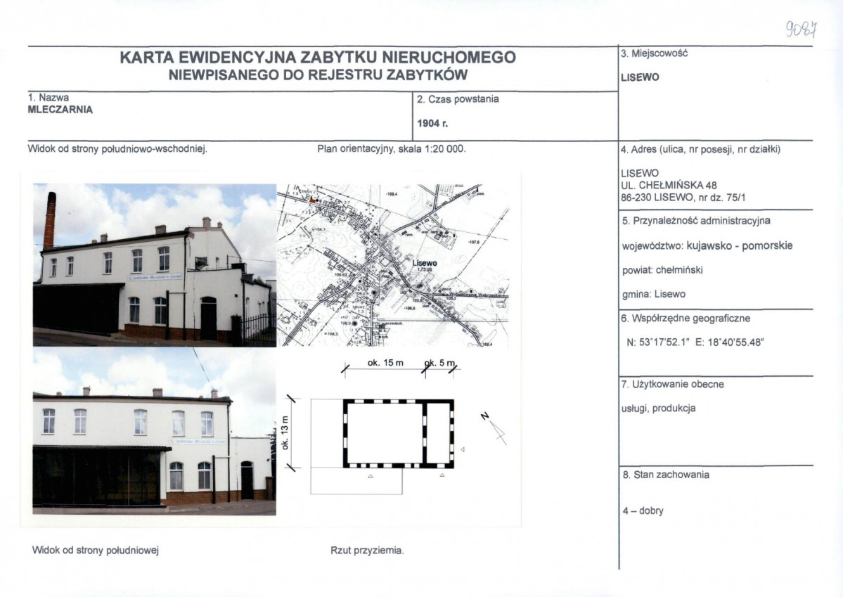 KEZN - Karta obiektu niewpisanego do rejestru, skan nr 1