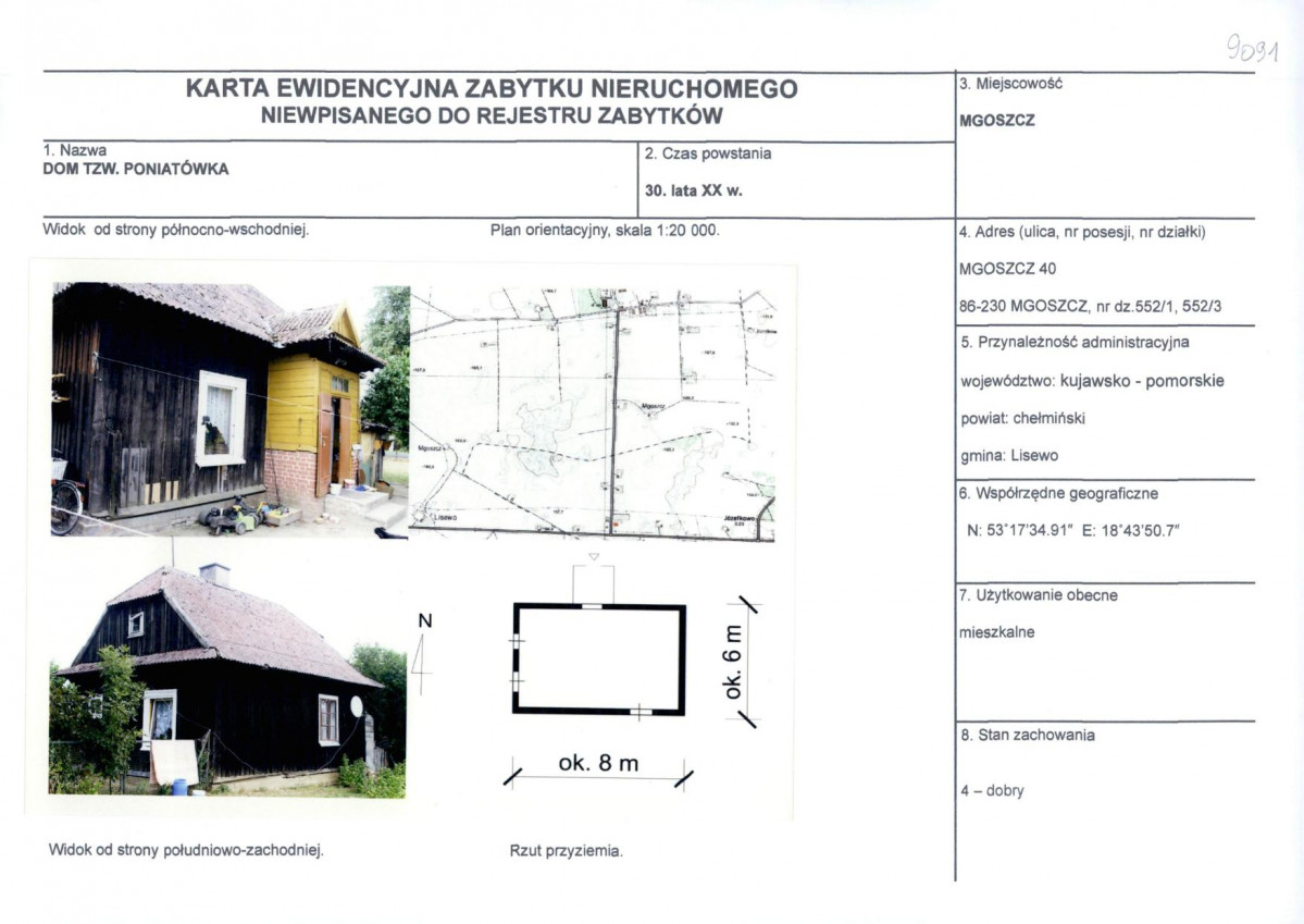 KEZN - Karta obiektu niewpisanego do rejestru, skan nr 1