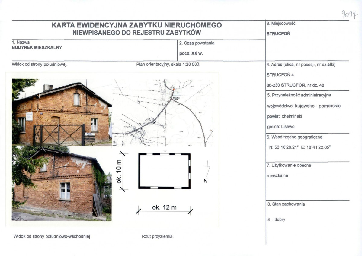 KEZN - Karta obiektu niewpisanego do rejestru, skan nr 1