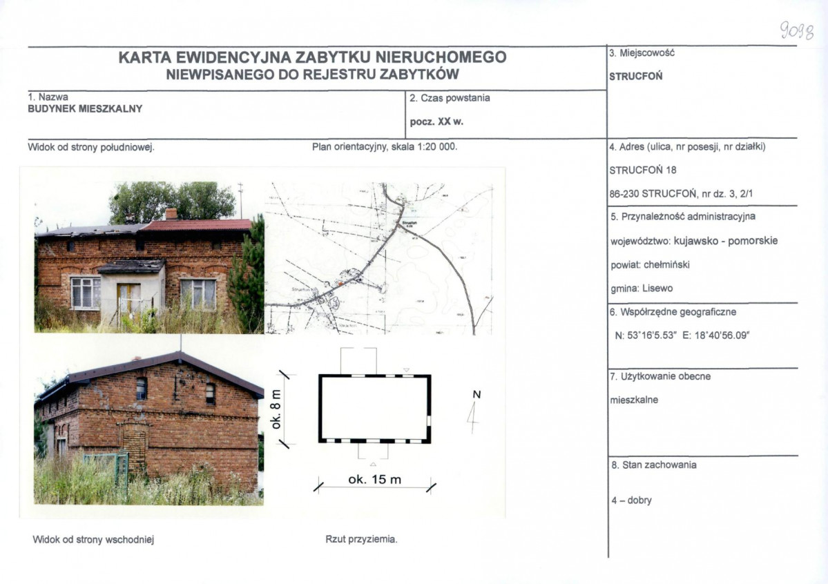 KEZN - Karta obiektu niewpisanego do rejestru, skan nr 1