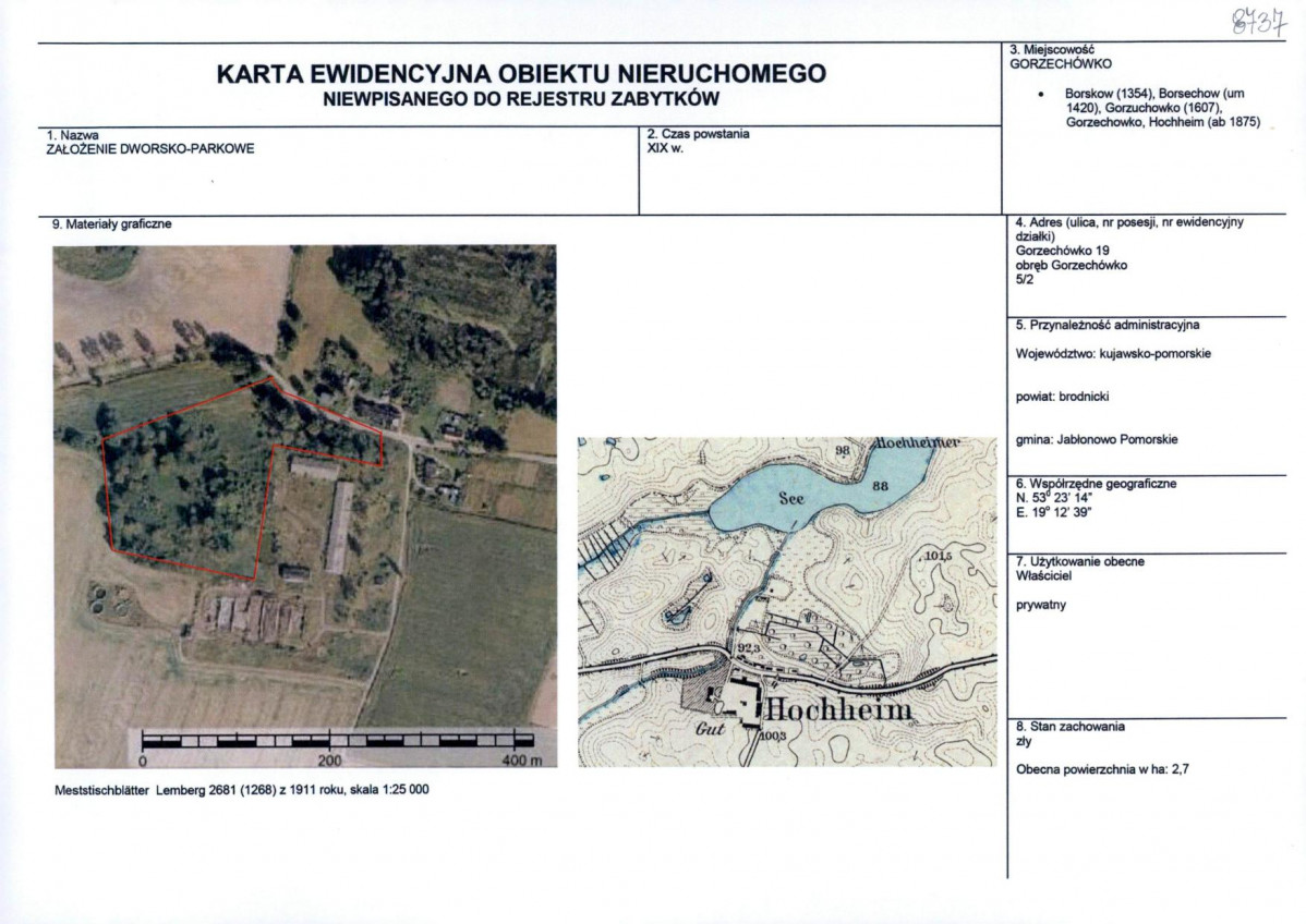 KEZN - Karta obiektu niewpisanego do rejestru, skan nr 1