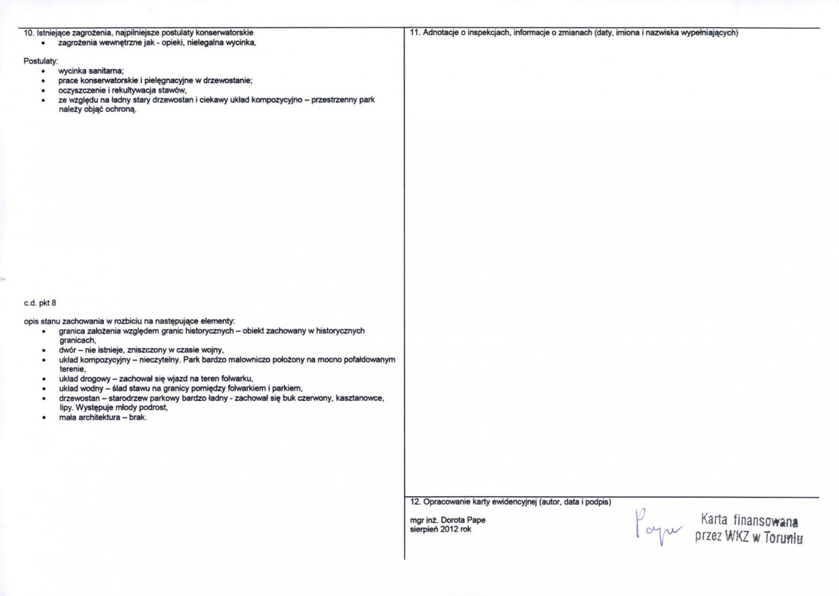 KEZN - Karta obiektu niewpisanego do rejestru, skan nr 2