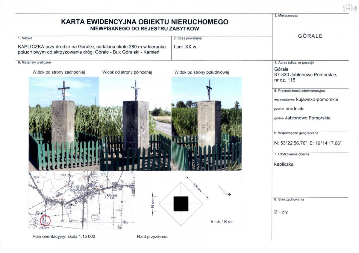 Karta obiektu niewpisanego do rejestru, skan nr 1