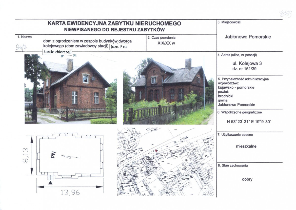 Karta obiektu niewpisanego do rejestru, skan nr 1