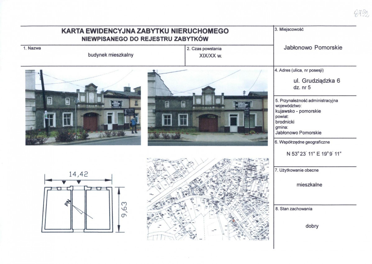 Karta obiektu niewpisanego do rejestru, skan nr 1
