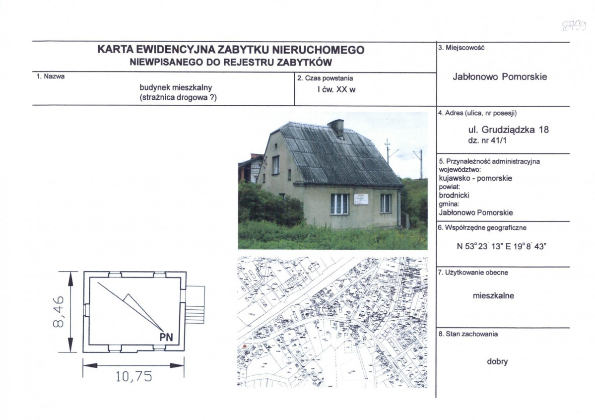 KEZN - Karta obiektu niewpisanego do rejestru, skan nr 1