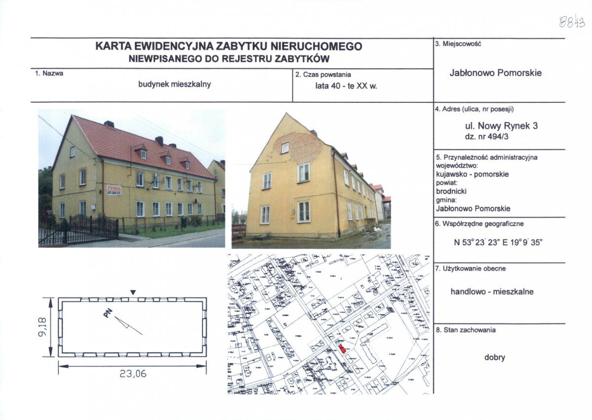 Karta obiektu niewpisanego do rejestru, skan nr 1