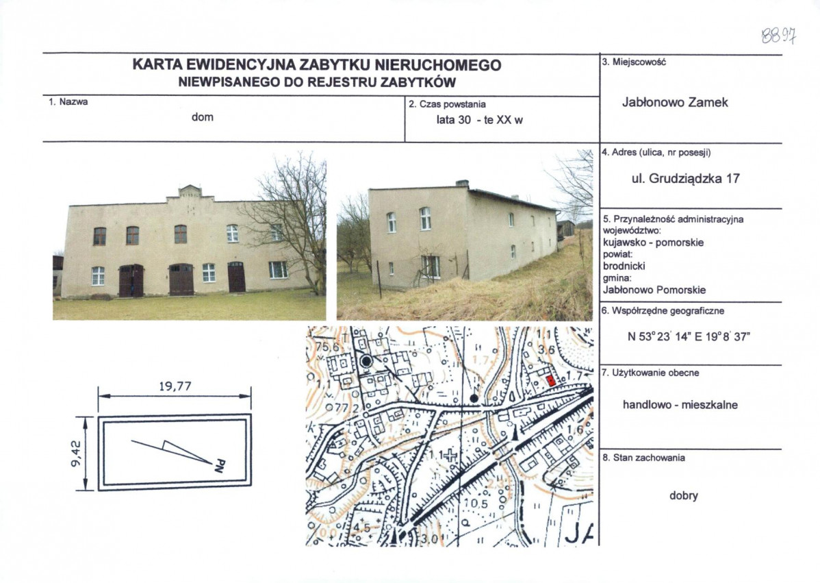 Karta obiektu niewpisanego do rejestru, skan nr 1
