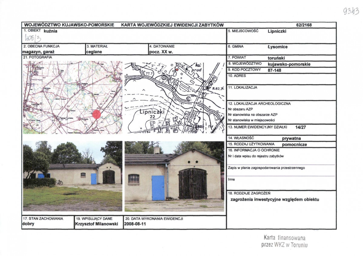 KEZN - Karta obiektu niewpisanego do rejestru, skan nr 1