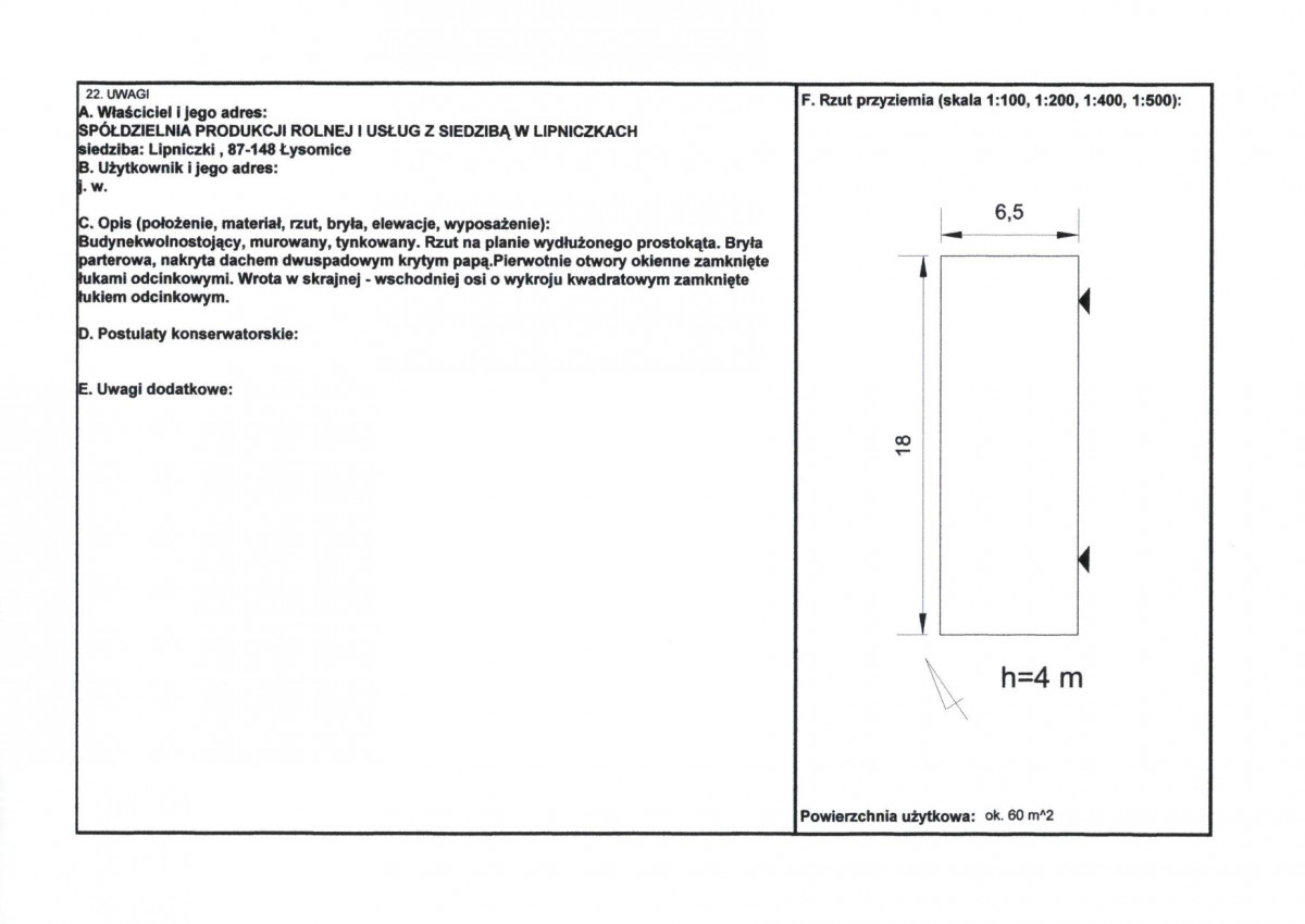 KEZN - Karta obiektu niewpisanego do rejestru, skan nr 2
