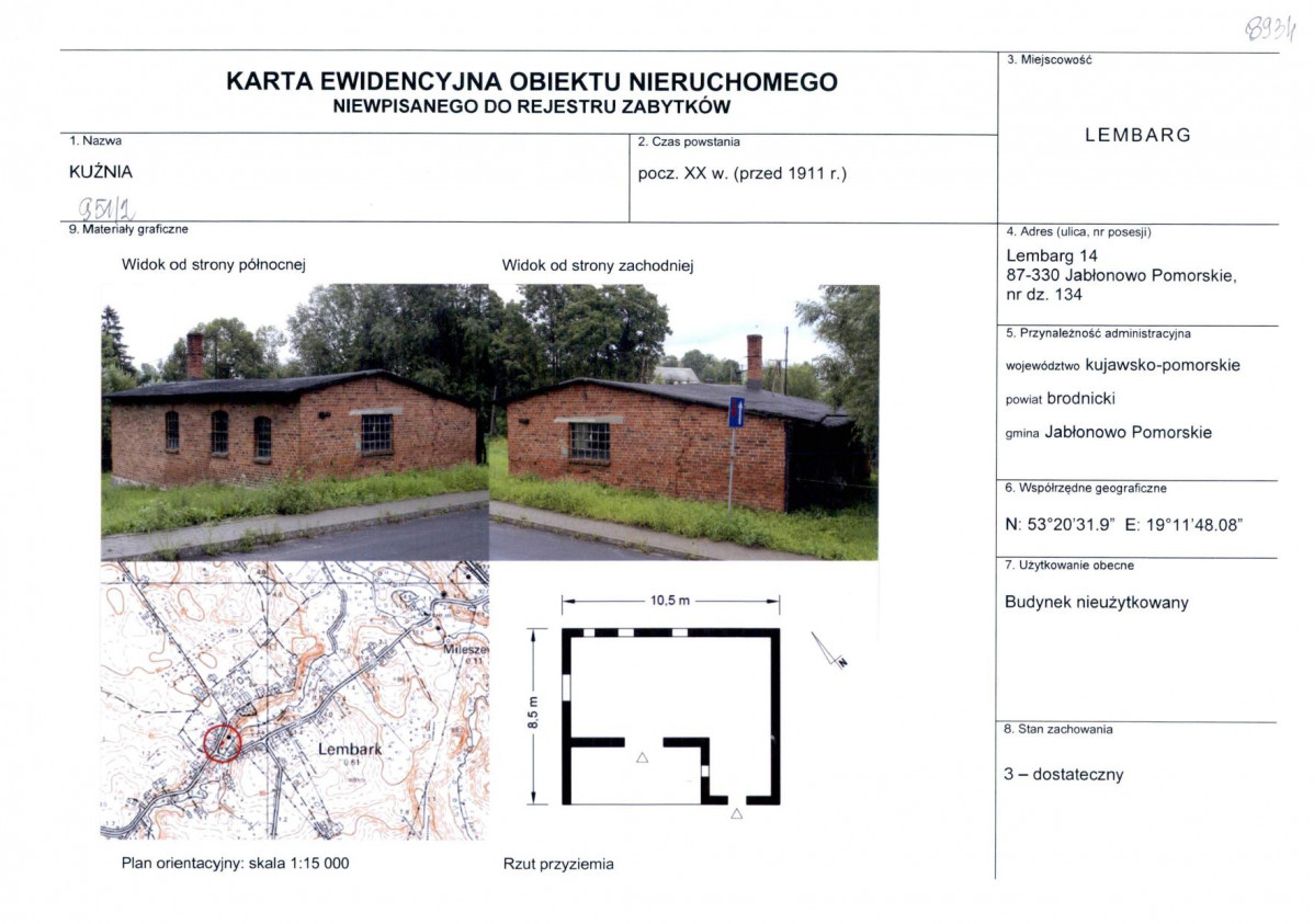 KEZN - Karta obiektu niewpisanego do rejestru, skan nr 1