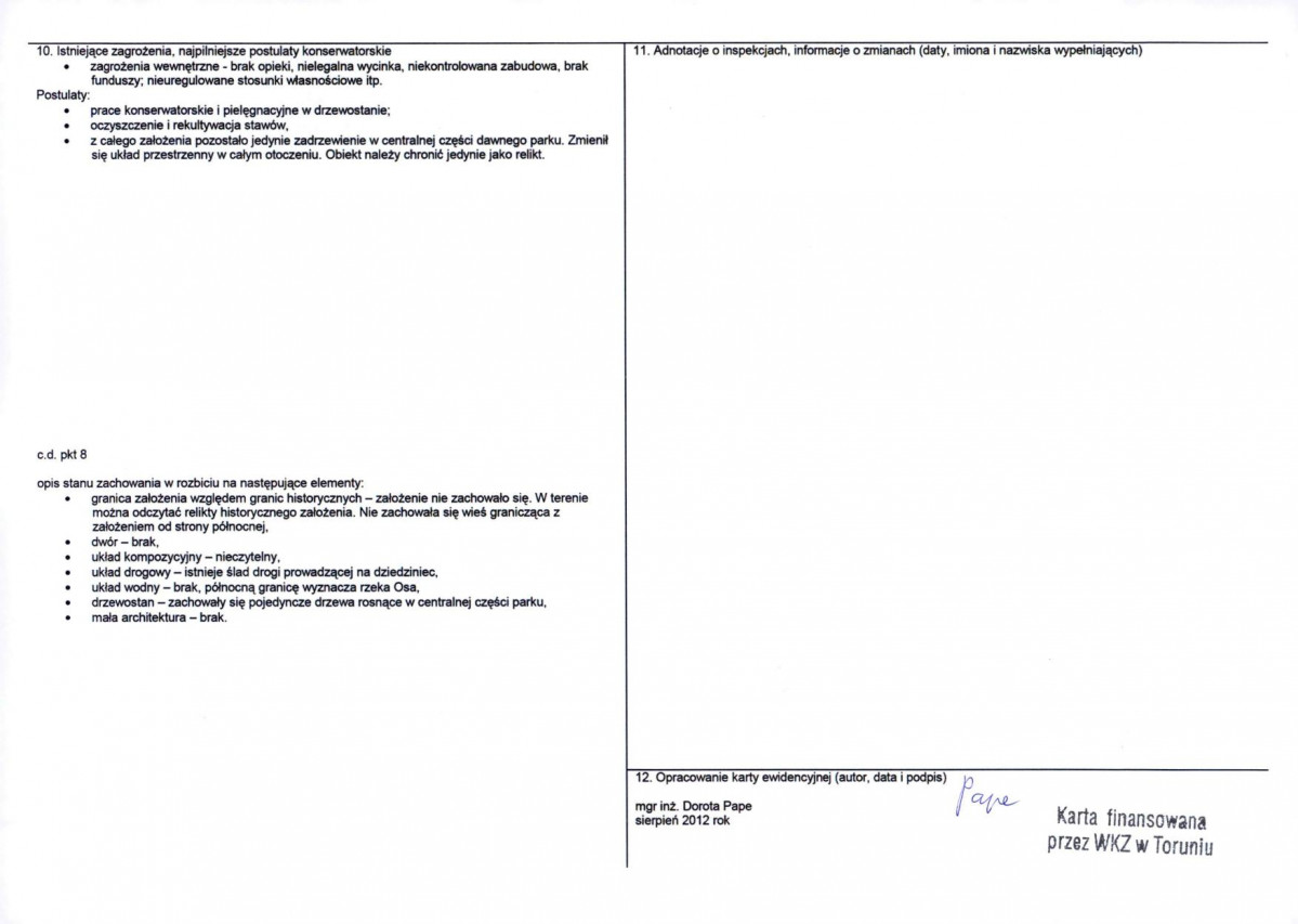 KEZN - Karta obiektu niewpisanego do rejestru, skan nr 2