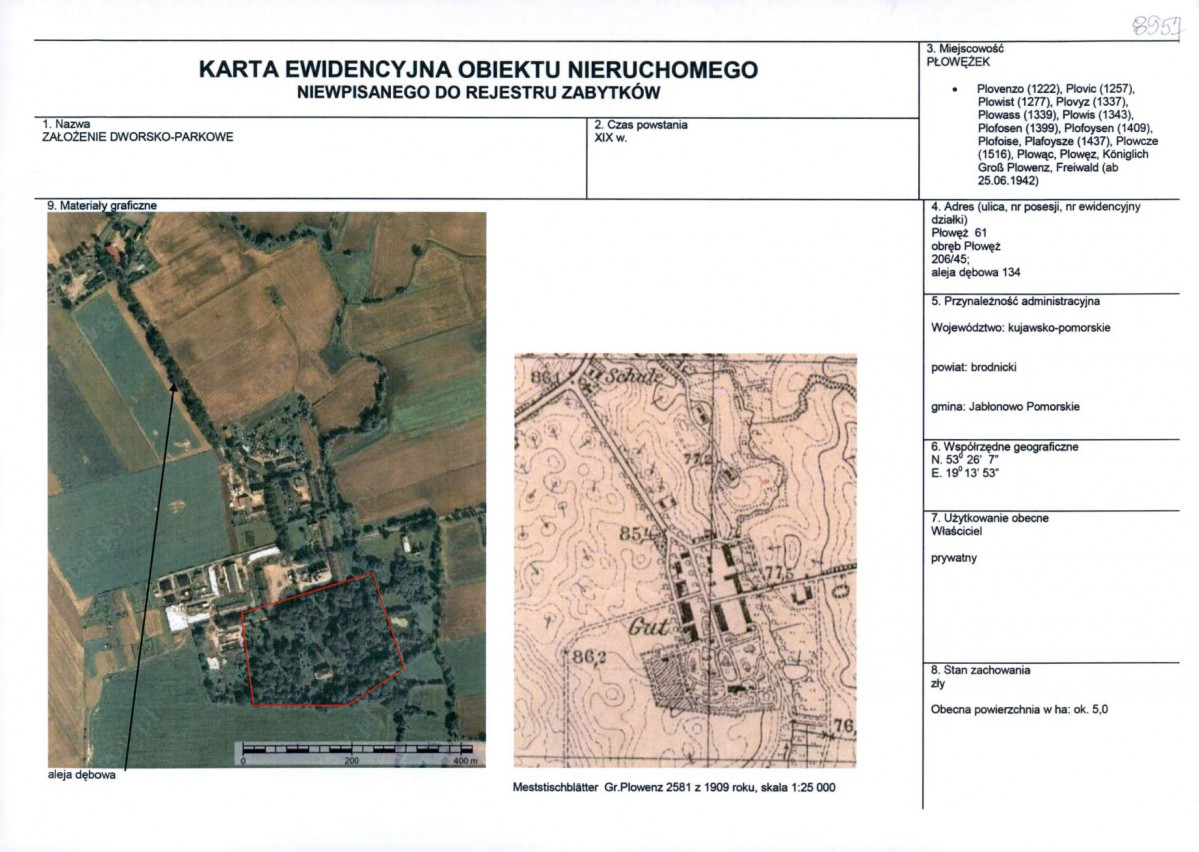 KEZN - Karta obiektu niewpisanego do rejestru, skan nr 1