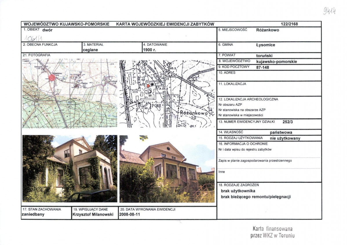 KEZN - Karta obiektu niewpisanego do rejestru, skan nr 1