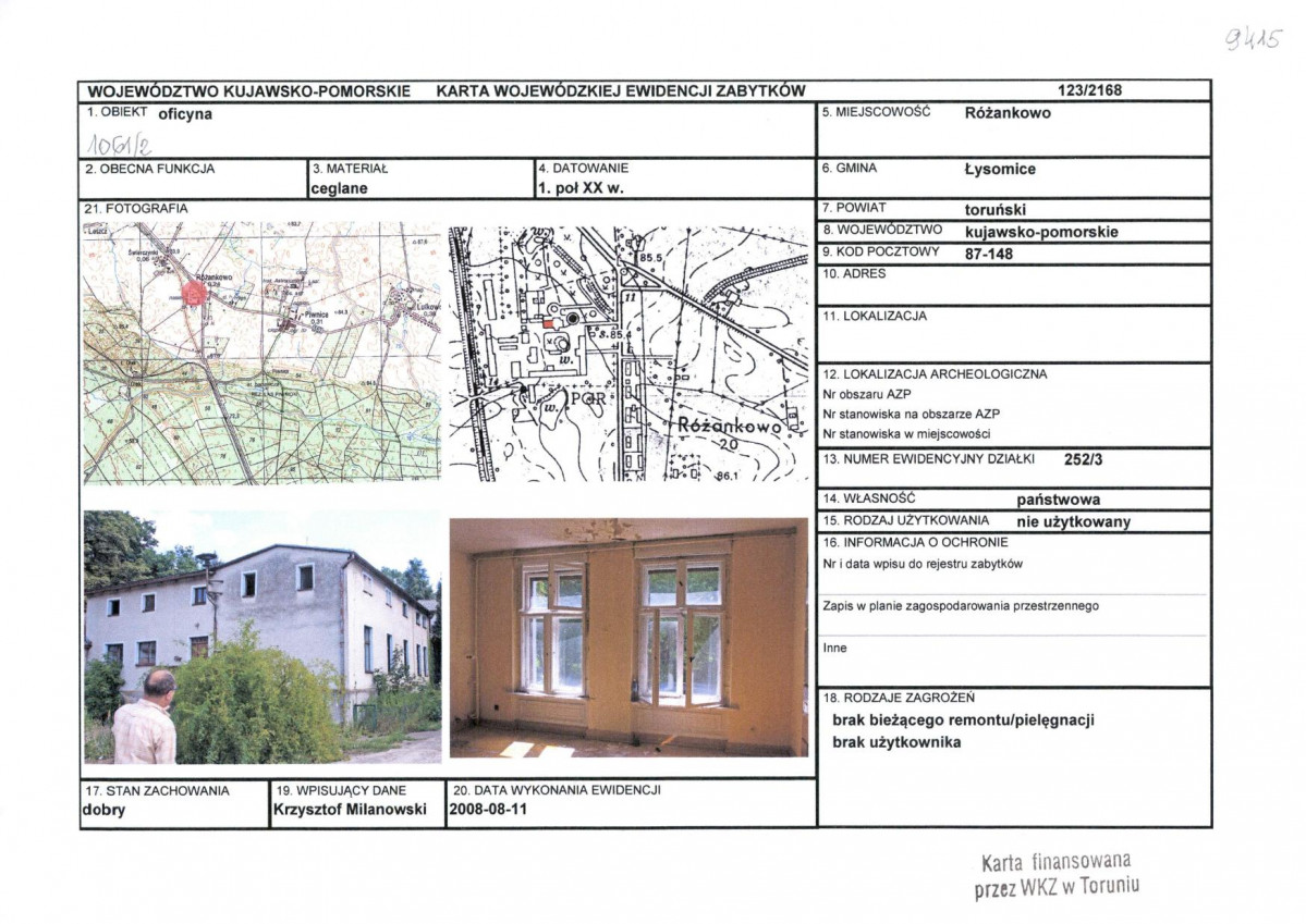 KEZN - Karta obiektu niewpisanego do rejestru, skan nr 1