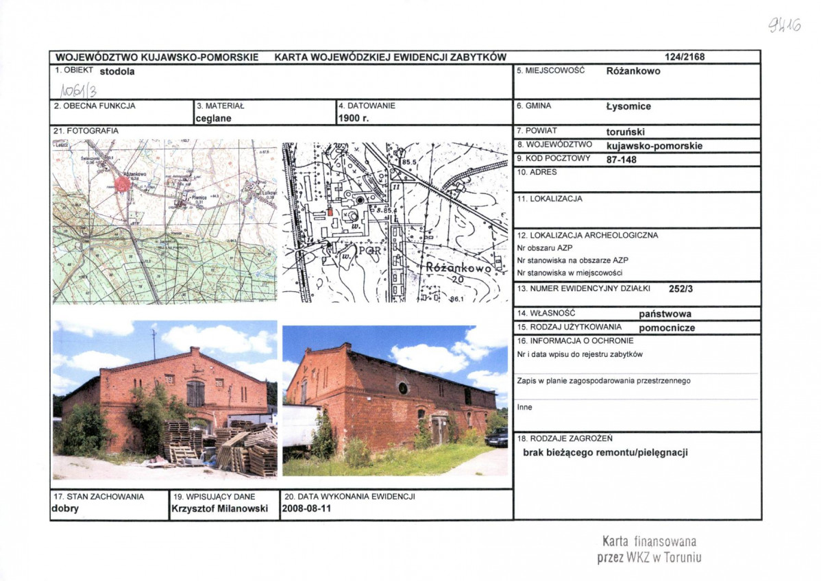 KEZN - Karta obiektu niewpisanego do rejestru, skan nr 1