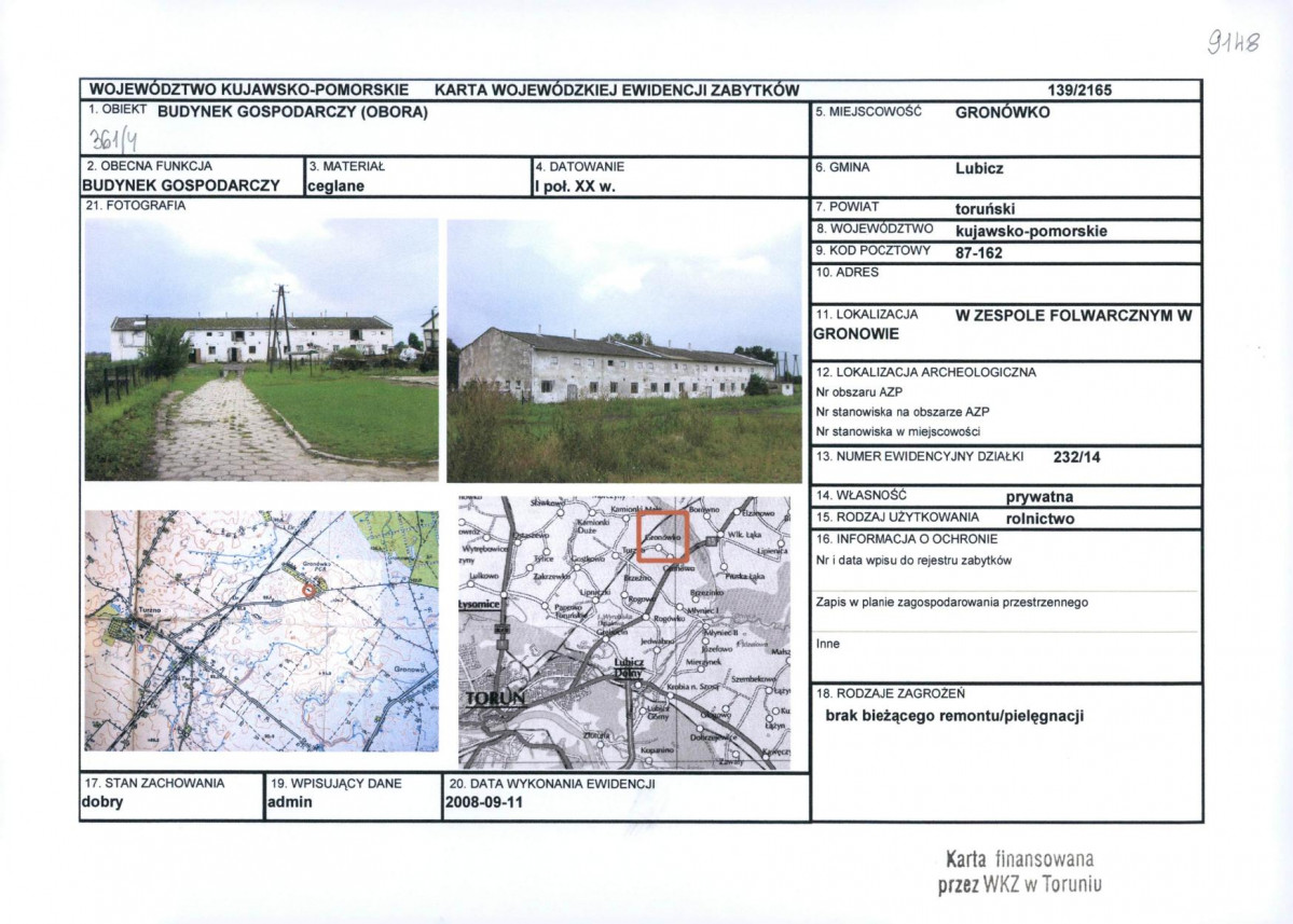 KEZN - Karta obiektu niewpisanego do rejestru, skan nr 1