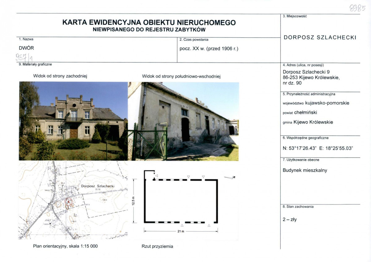 KEZN - Karta obiektu niewpisanego do rejestru, skan nr 1