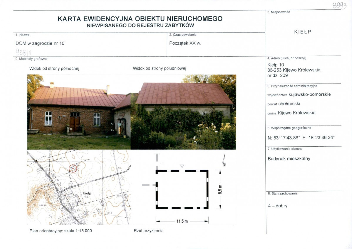 KEZN - Karta obiektu niewpisanego do rejestru, skan nr 1