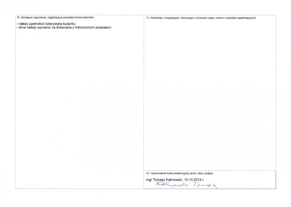 KEZN - Karta obiektu niewpisanego do rejestru, skan nr 2