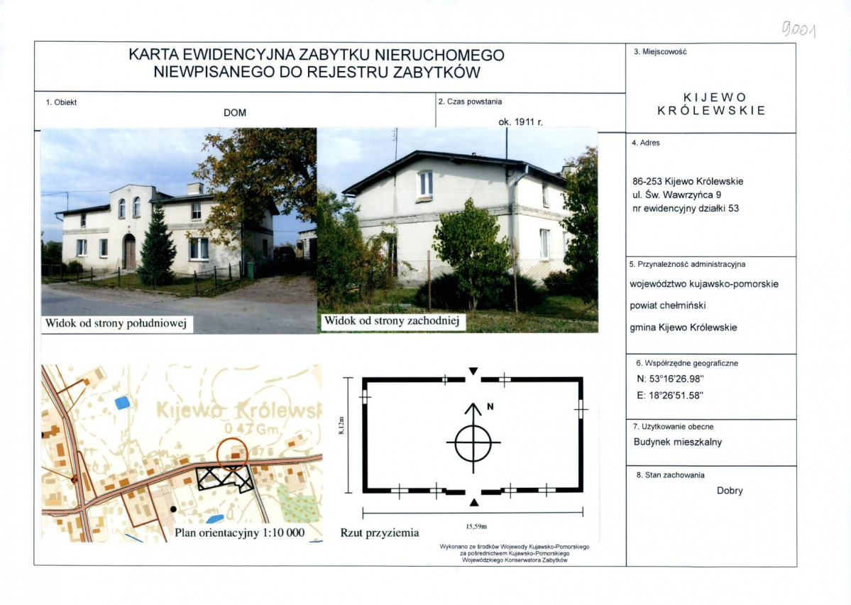 KEZN - Karta obiektu niewpisanego do rejestru, skan nr 1